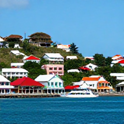 Caribbean Holidays, Grenada January Holidays, Colourful St George's harbour in Grenada with hillside buildings, traditional Caribbean architecture and blue sea under clear skies