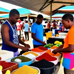 Caribbean Holidays, Grenada January Holidays, Visitors exploring a colourful Grenadian market filled with spices, tropical fruit, handmade crafts and friendly local traders