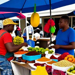Caribbean Holidays, Grenada July Holidays, Visitors exploring a colourful market in Grenada, with spices, tropical fruit, handmade crafts, and local vendors