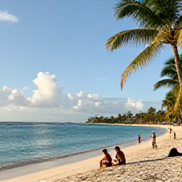 Caribbean Holidays, Grenada June Holidays, Grand Anse Beach in Grenada with calm turquoise water, palm trees and travellers enjoying a peaceful June afternoon