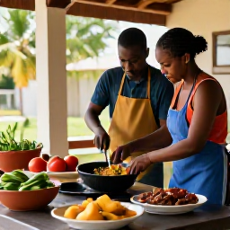 Caribbean Holidays, Grenada June Holidays, Grenadian cooking demonstration with fresh spices, tropical vegetables and local dishes prepared in a welcoming kitchen