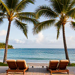 Caribbean Holidays, Grenada Luxury Holidays, Elegant luxury resort overlooking Grand Anse Beach, with palm trees, calm blue sea and sun loungers