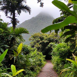 Caribbean Holidays, Grenada Luxury Holidays, Lush Grand Etang rainforest in Grenada with walking trail, tropical foliage and misty mountain scenery