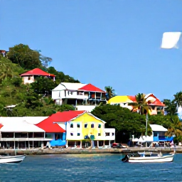 Caribbean Holidays, Grenada Multi-Country, Colourful St George's harbour in Grenada, hillside buildings, fishing boats, tropical vegetation and clear blue sky