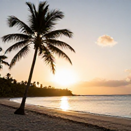 Caribbean Holidays, Grenada Multi-Country, Relaxed Caribbean sunset over a Grenada beach, palm silhouettes, warm golden light and calm sea