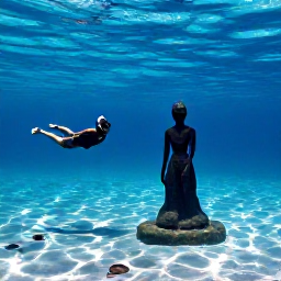 Caribbean Holidays, Grenada Multi-Country, Snorkellers exploring clear Caribbean water above the Molinere Underwater Sculpture Park near Grenada, tropical fish and underwater statues