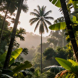 Caribbean Holidays, Grenada Nature Holidays, A lush Grenadian rainforest in January with tall palms, tropical foliage and soft morning light