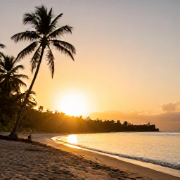 Caribbean Holidays, Grenada Nature Holidays, A quiet beach in Grenada at sunset with palm trees, warm sand and gentle waves