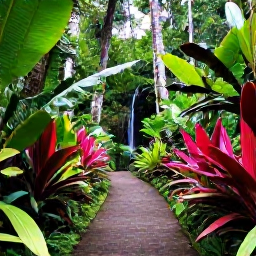 Caribbean Holidays, Grenada Nature Holidays, A scenic rainforest path leading to a waterfall in Grenada, surrounded by vibrant tropical plants and tall trees
