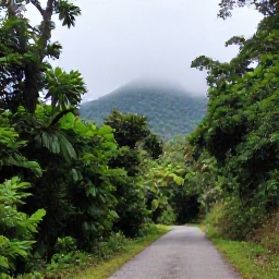 Caribbean Holidays, Grenada Nature Holidays, Lush Grand Etang rainforest in Grenada, with misty green hills, tropical foliage and a quiet forest trail