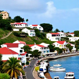 Caribbean Holidays, Grenada October Holidays, A colourful view of St George's harbour in Grenada, with historic buildings, hillside streets, boats and tropical vegetation