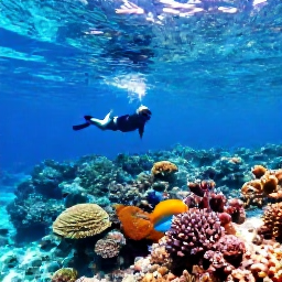 Caribbean Holidays, Grenada October Holidays, A snorkeller exploring clear shallow water above a colourful coral reef near Grenada, with tropical fish and sunlight on the sea