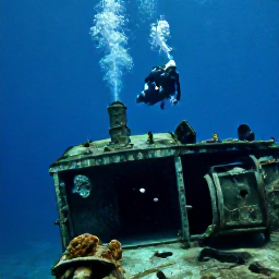 Caribbean Holidays, Grenada Scuba Diving, Underwater view of the Bianca C wreck near Grenada, with scuba divers swimming above its decks and marine life