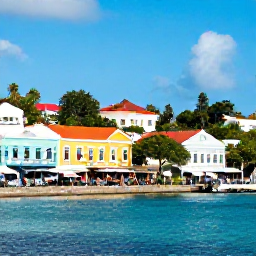 Caribbean Holidays, Grenada September Breaks, St George's Grenada harbour and historic waterfront streets with pastel buildings, market stalls and pedestrians