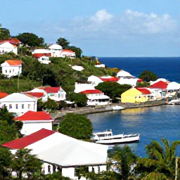 Caribbean Holidays, Grenada September Holidays, Colourful St George's harbour and hillside buildings in Grenada, seen from a viewpoint on a bright September day