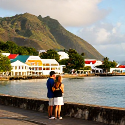 Caribbean Holidays, Grenada September Holidays, Couple exploring St George's Grenada, colourful waterfront buildings, hillside streets and harbour views in warm September light