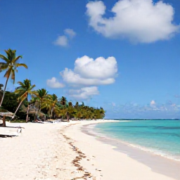 Caribbean Holidays, Grenada September Holidays, Quiet Grand Anse Beach in Grenada in September, turquoise water, pale sand, palm trees and a few small clouds