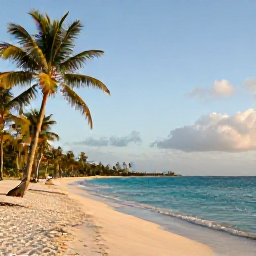 Caribbean Holidays, Grenada September Holidays, Relaxed all-inclusive resort beside a quiet turquoise Caribbean beach in Grenada during September, with palm trees and soft morning light