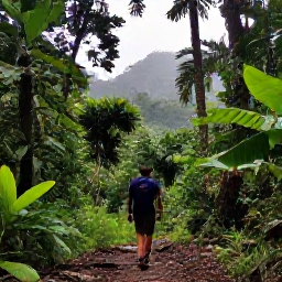 Caribbean Holidays, Grenada September Holidays, Solo traveller hiking through lush Grand Etang rainforest in Grenada, with green foliage, misty hills and a natural trail