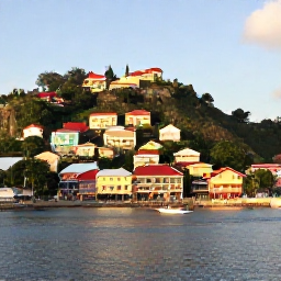 Caribbean Holidays, Grenada Solo Holidays, Colourful St George's harbour and hillside buildings in Grenada, viewed in warm April sunshine with boats in the bay