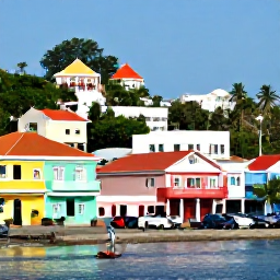 Caribbean Holidays, Grenada Solo Holidays, Solo traveller exploring St George's, Grenada, with colourful buildings, a hillside harbour and lively Caribbean street scene