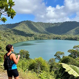 Caribbean Holidays, Grenada Solo Holidays, Solo traveller hiking through Grand Etang National Park in Grenada, lush rainforest, volcanic lake and November daylight