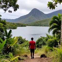 Caribbean Holidays, Grenada Solo Holidays, Solo traveller hiking through lush Grand Etang National Park in Grenada, tropical forest and mountain lake