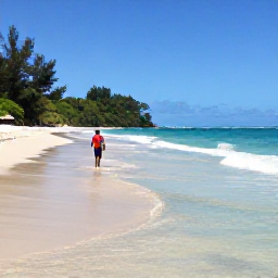 Caribbean Holidays, Grenada Solo Holidays, Solo visitor enjoying the peaceful shoreline of Grand Anse Beach, Grenada, with clear water, gentle waves and tropical greenery