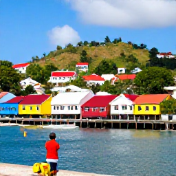 Caribbean Holidays, Grenada Solo Holidays, Solo visitor exploring colourful St George's harbour and hillside streets in Grenada during a sunny day