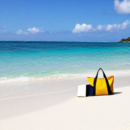 Caribbean Holidays, Grenada Solo Holidays, Solo visitor relaxing on Grand Anse Beach, Grenada, with a book and beach bag, clear water and soft golden sand