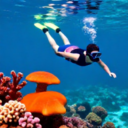 Caribbean Holidays, Grenada Solo Holidays, Solo visitor swimming and snorkelling near clear water and colourful coral at an underwater sculpture park in Grenada