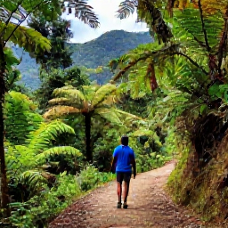 Caribbean Holidays, Grenada Solo Holidays, Traveller hiking through lush tropical rainforest on the Grand Etang trail in Grenada, with April greenery, ferns and mountain scenery