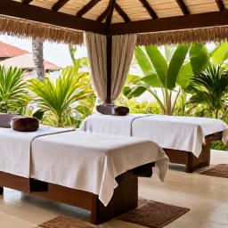 Caribbean Holidays, Grenada Spa Breaks, A calm luxury spa setting at a Grenada resort, with treatment beds, tropical greenery and soft natural light