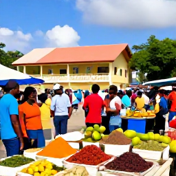 Caribbean Holidays, Grenada Spa Breaks, A colourful Grenada market with spices, tropical fruit, friendly local people and traditional Caribbean buildings