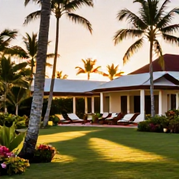 Caribbean Holidays, Grenada Spa Breaks, Peaceful Grenada spa resort surrounded by tropical gardens, with palm trees, warm sunlight and a calm Caribbean atmosphere