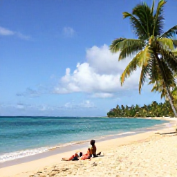 Caribbean Holidays, Grenada Spa Breaks, Quiet Grand Anse Beach in Grenada with turquoise water, golden sand, palm trees and a couple relaxing by the shore