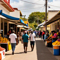 Caribbean Holidays, Grenada Spa Breaks, Visitors exploring a colourful Grenada spice market and historic St George's streets in warm November sunshine