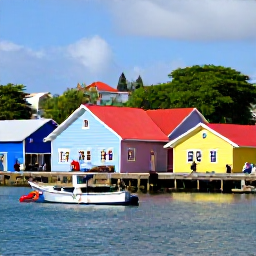 Caribbean Holidays, Grenada Tours, A colourful waterfront scene in St George's, Grenada, with traditional buildings, fishing boats and visitors exploring the harbour