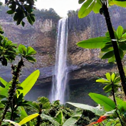 Caribbean Holidays, Grenada Tours, Guided tour through lush Grand Etang rainforest in Grenada with tropical plants, mountain views and a waterfall