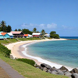 Caribbean Holidays, Grenada Walking Holidays, A coastal walking route near St George's, Grenada, with colourful houses, blue Caribbean sea and a peaceful sandy cove