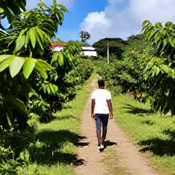 Caribbean Holidays, Grenada Walking Holidays, A friendly local guide leading walkers along a rural trail through spice plantations and villages in Grenada