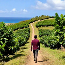 Caribbean Holidays, Grenada Walking Holidays, A January walking holiday scene in Grenada, showing spice plantations, hillside paths and the Caribbean Sea