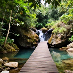 Caribbean Holidays, Grenada Walking Holidays, A peaceful walking path leading to a waterfall in Grenada, with tropical forest, rocks and clear freshwater pools