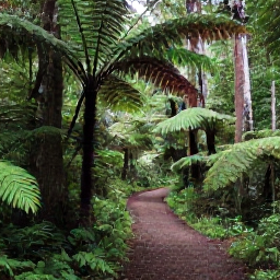 Caribbean Holidays, Grenada Walking Holidays, A rainforest path near Grand Etang, with ferns, tall trees and soft tropical light