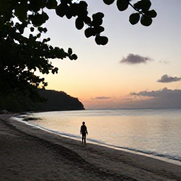 Caribbean Holidays, Grenada Walking Holidays, A relaxed Grenadian evening after a day&rsquo;s walking, with a beach, calm sea and warm sunset light