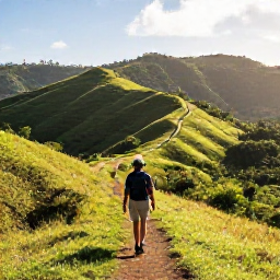 Caribbean Holidays, Grenada Walking Holidays, A walker following a green trail through Grenada&rsquo;s tropical hills in warm May sunshine