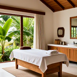 Caribbean Holidays, Grenada Wellness Retreats, Peaceful spa treatment in a stylish Grenada resort, with natural materials, tropical plants and soft neutral colours