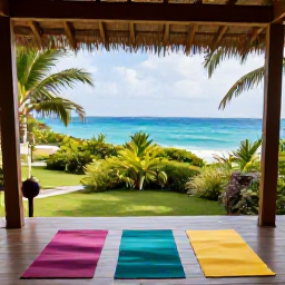 Caribbean Holidays, Grenada Wellness, Wellness retreat in Grenada with an open-air yoga deck overlooking tropical gardens and the Caribbean Sea
