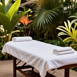 Caribbean Holidays, Grenada Wellness, Wellness treatment beside a tropical garden in Grenada, with a massage table, natural oils and soft Caribbean light