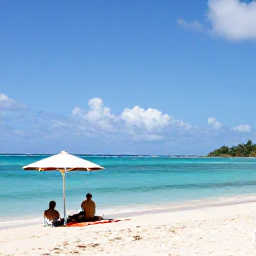 Caribbean Holidays, Guadeloupe Adults Only, Adults relaxing beside a quiet turquoise Caribbean sea at a Guadeloupe beach resort